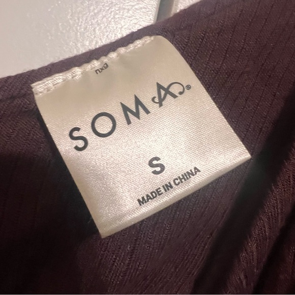 Soma Burgundy Lace Trim Pajama Romper - Picture 5 of 9